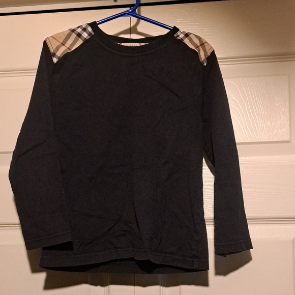 Burberry Other - Burberry boys Black Long-Sleeve Tee with Iconic Plaid Shoulder Panels
